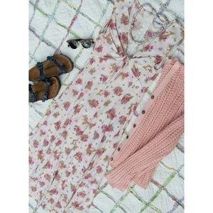 90s Hang Ten Tie Front Fit & Flare Sleeveless Maxi Dress